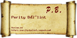 Perity Bálint névjegykártya